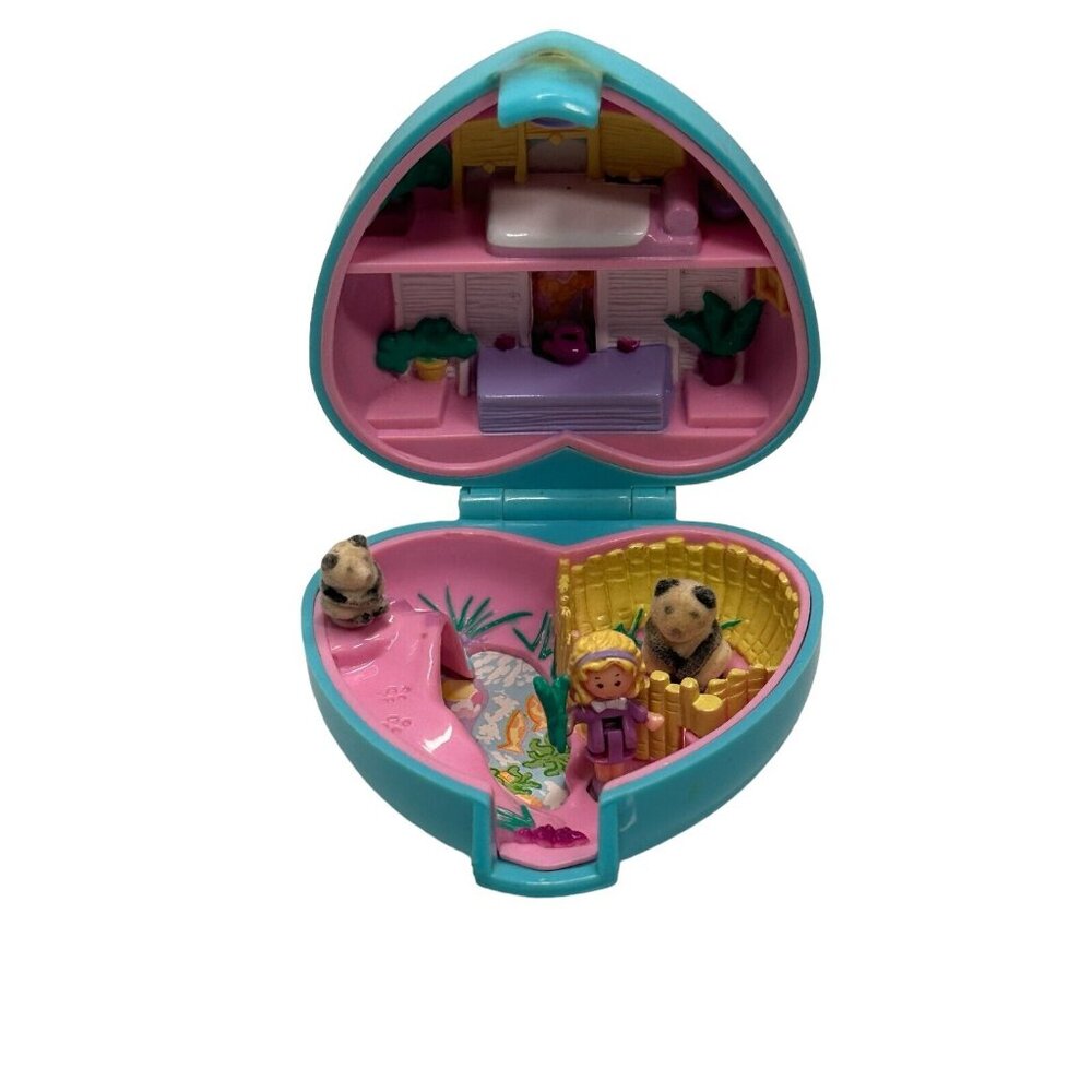 VTG 1993 Bluebird Polly Pocket Pretty Pandas Pet Parade Compact Figures Complete